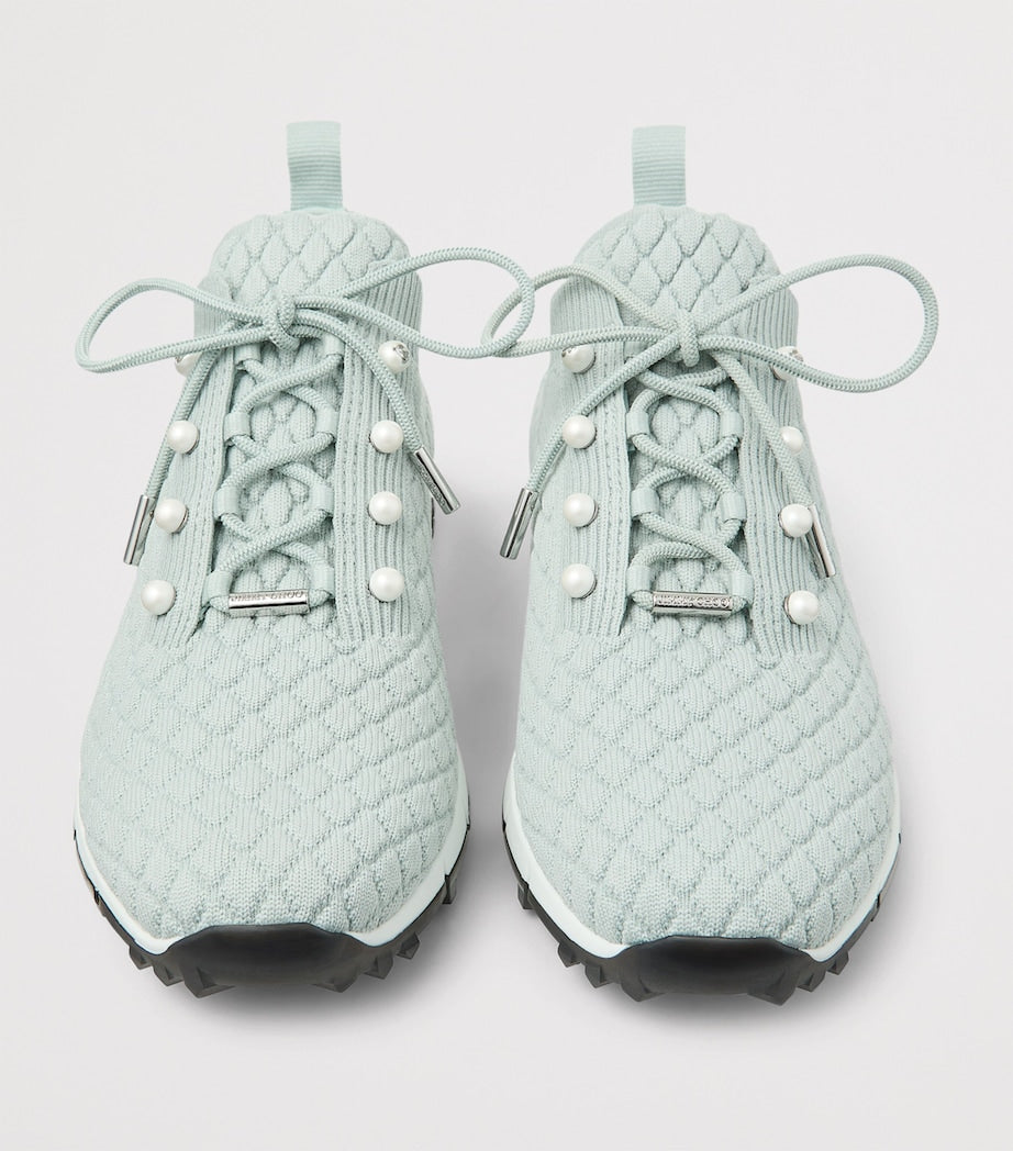 Jimmy Choo Turquoise Veles Knitted Sneakers