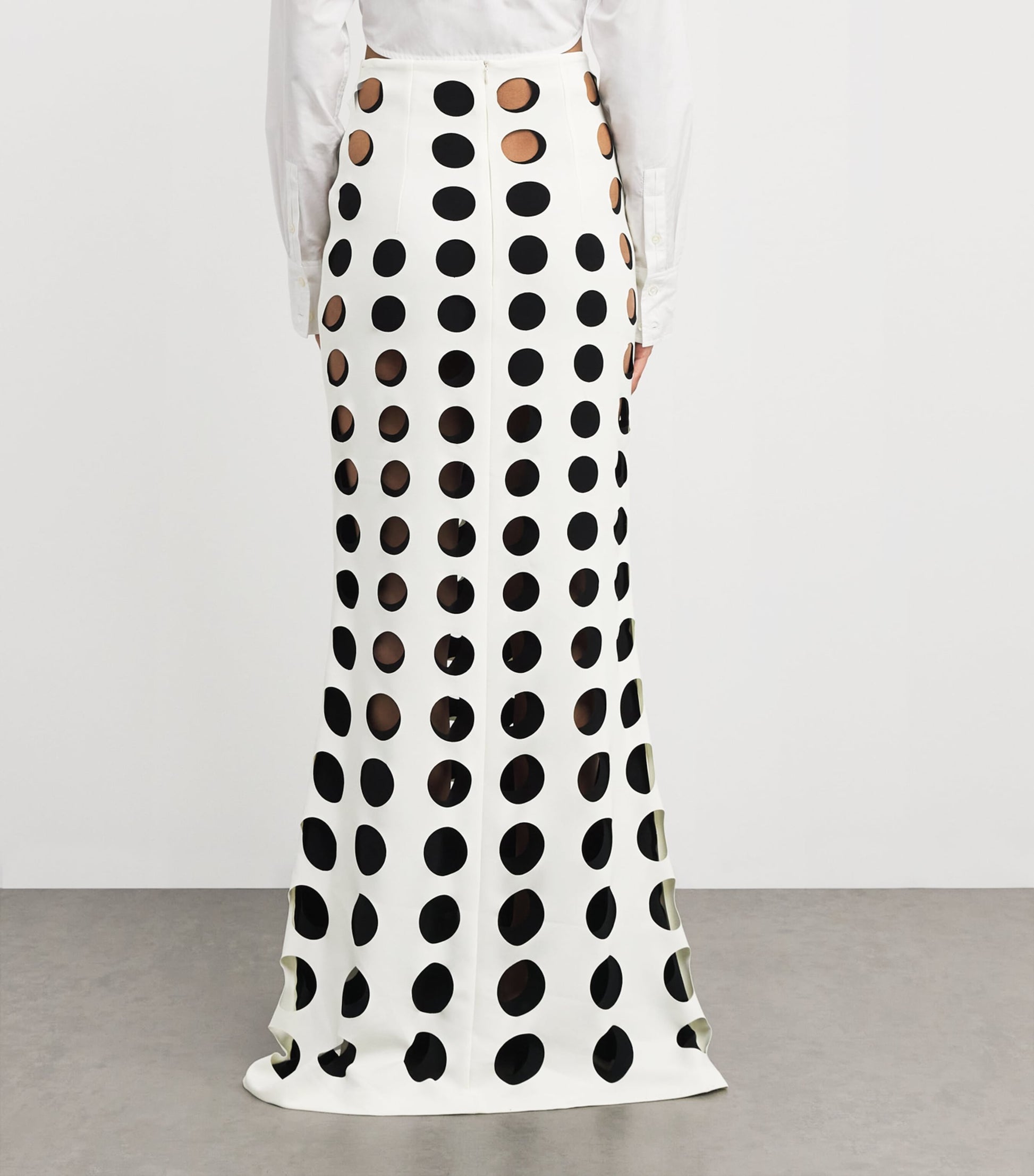 A.W.A.K.E. Mode White Layered Hole Maxi Skirt