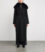 Yves Salomon Black Fur-Trim Double-Breasted Coat