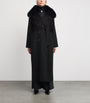 Yves Salomon Black Fur-Trim Double-Breasted Coat