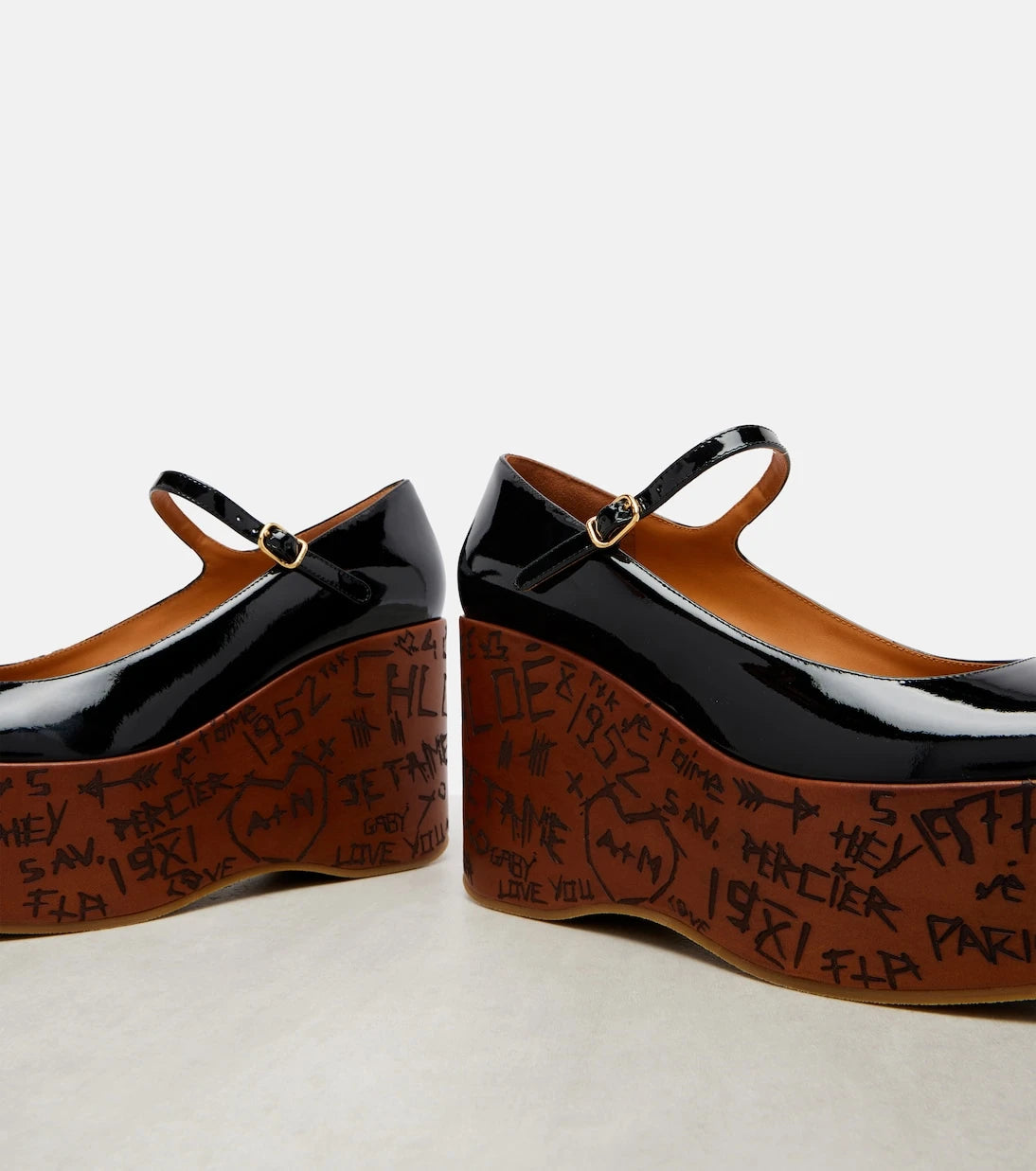 Chloé - Maxime 80 patent leather wedge pumps