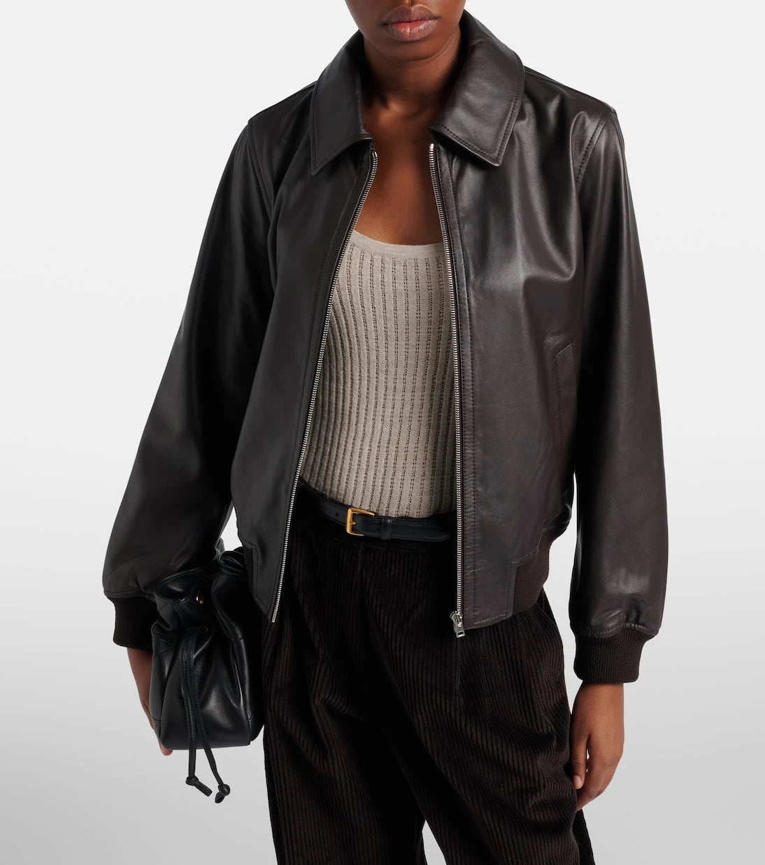 Yves Salomon - Hooded leather blouson jacket