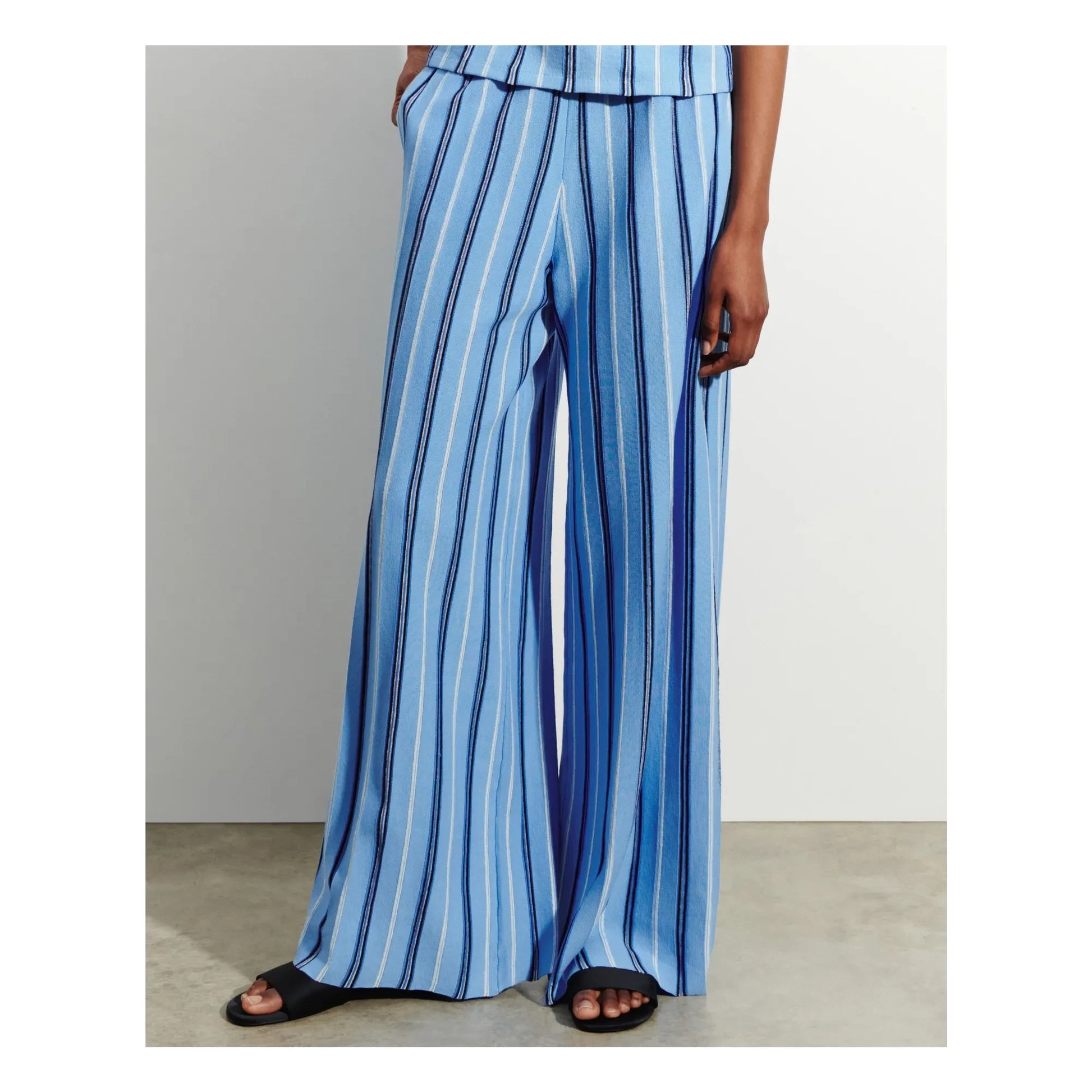 Bompard - Linen Cotton and Silk Striped Trousers | Blue