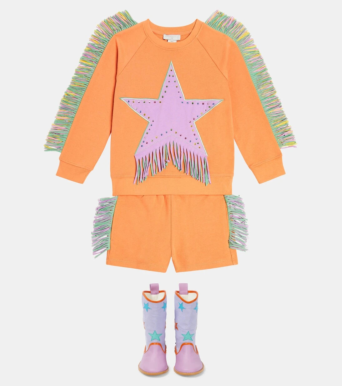 Stella McCartney Kids - Fringed cotton jersey shorts