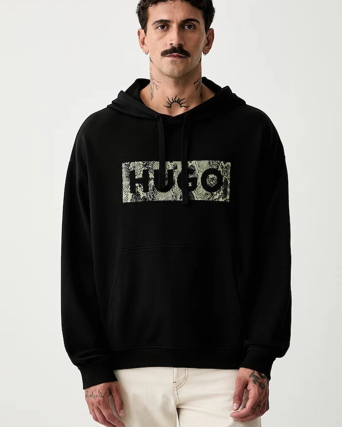 HUGO Blue kapüşonlu erkek pamuklu sweatshirt Necdysis