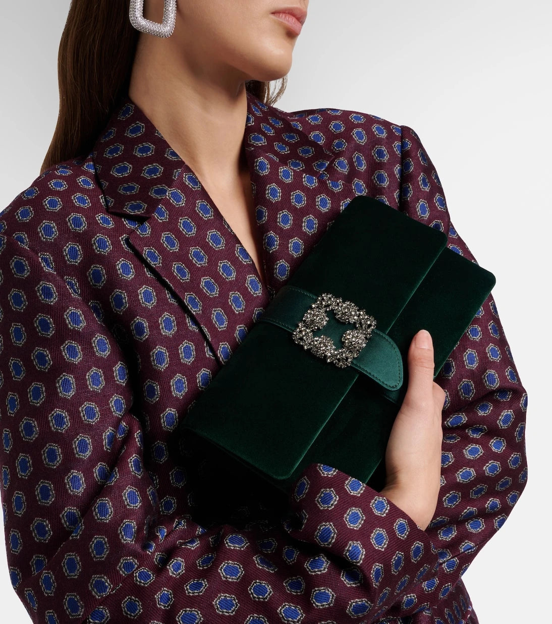 Manolo Blahnik - Capri embellished velvet clutch