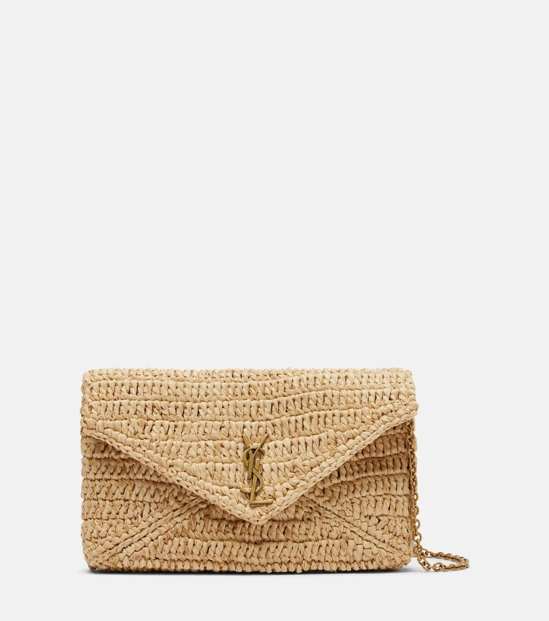 Saint Laurent - Cassandre Mini raffia shoulder bag