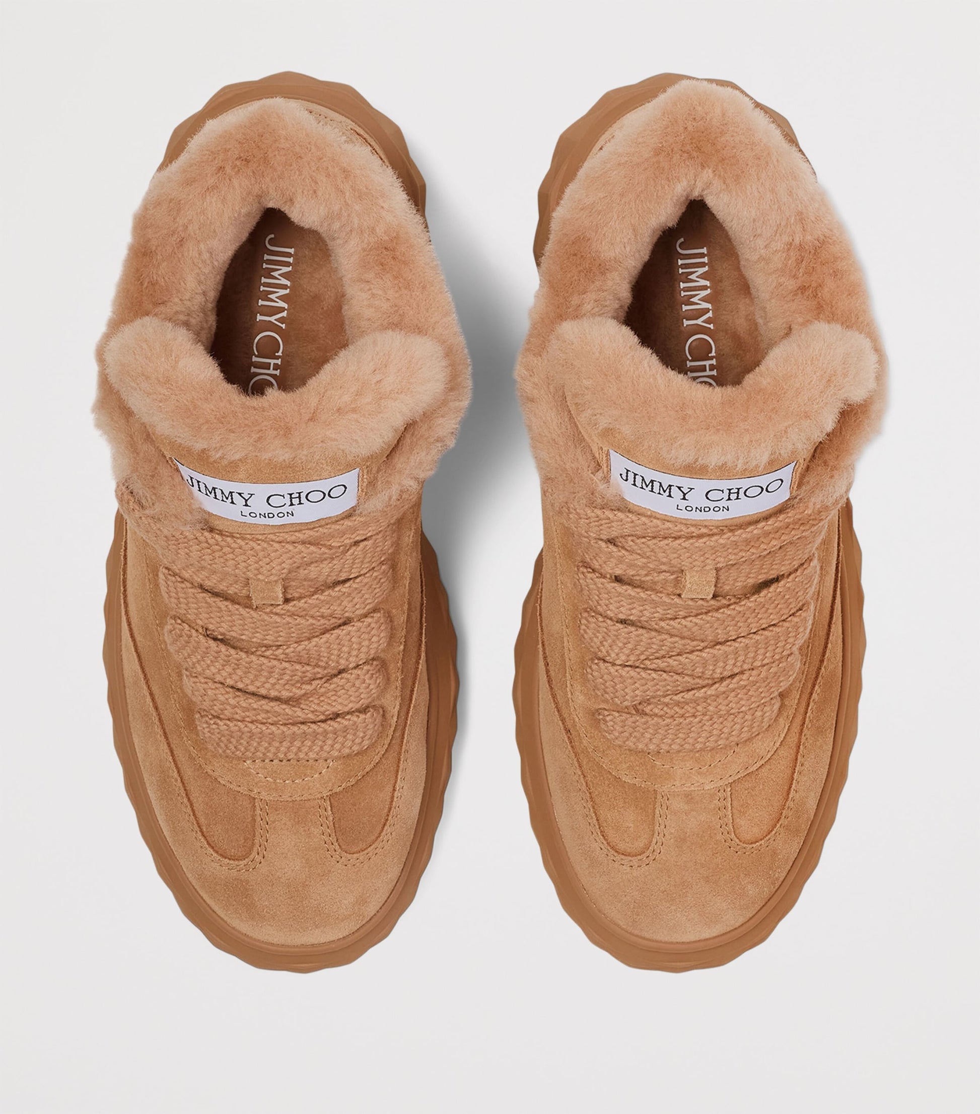 Diamond Maxi Retro Suede-Shearling Sneakers V TOFFEE/TOFFEE