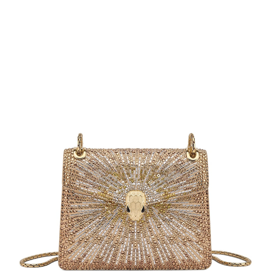 Small Crystal-Embellished Suede Serpenti Forever Day-to-Night Shoulder Bag