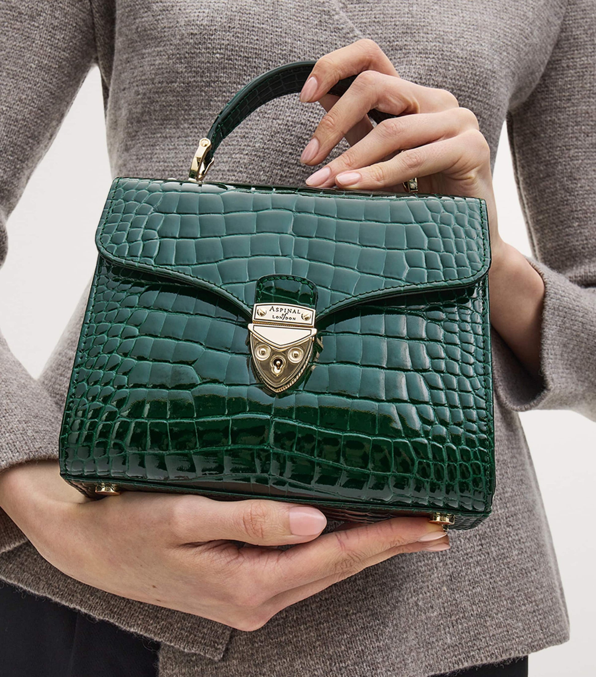 Aspinal Of London Green Midi Mayfair Top-Handle Bag