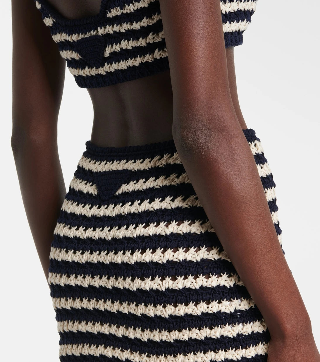 Prada - Crochet striped cotton miniskirt