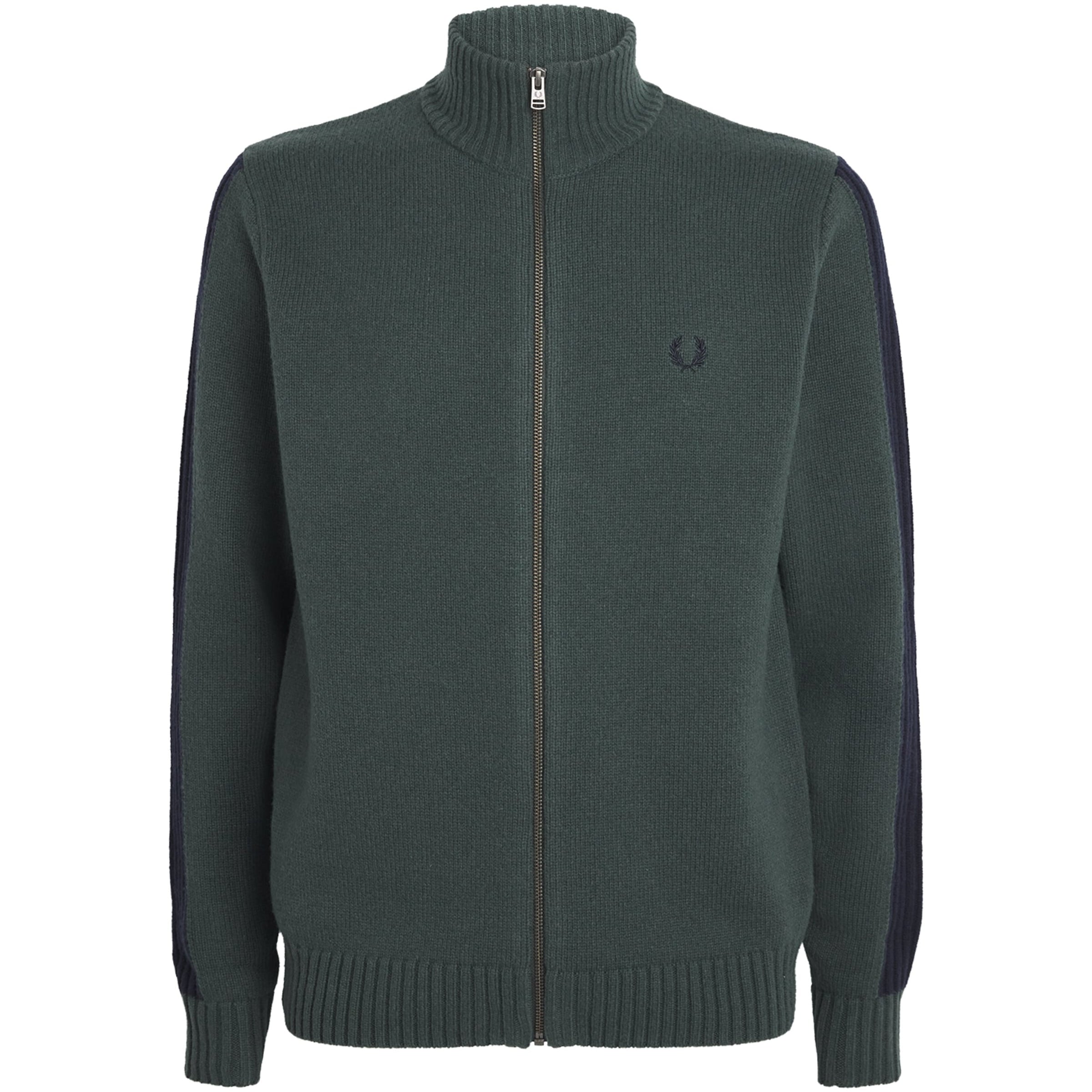 Fred Perry Green Cotton-Wool Zip-Up Cardigan