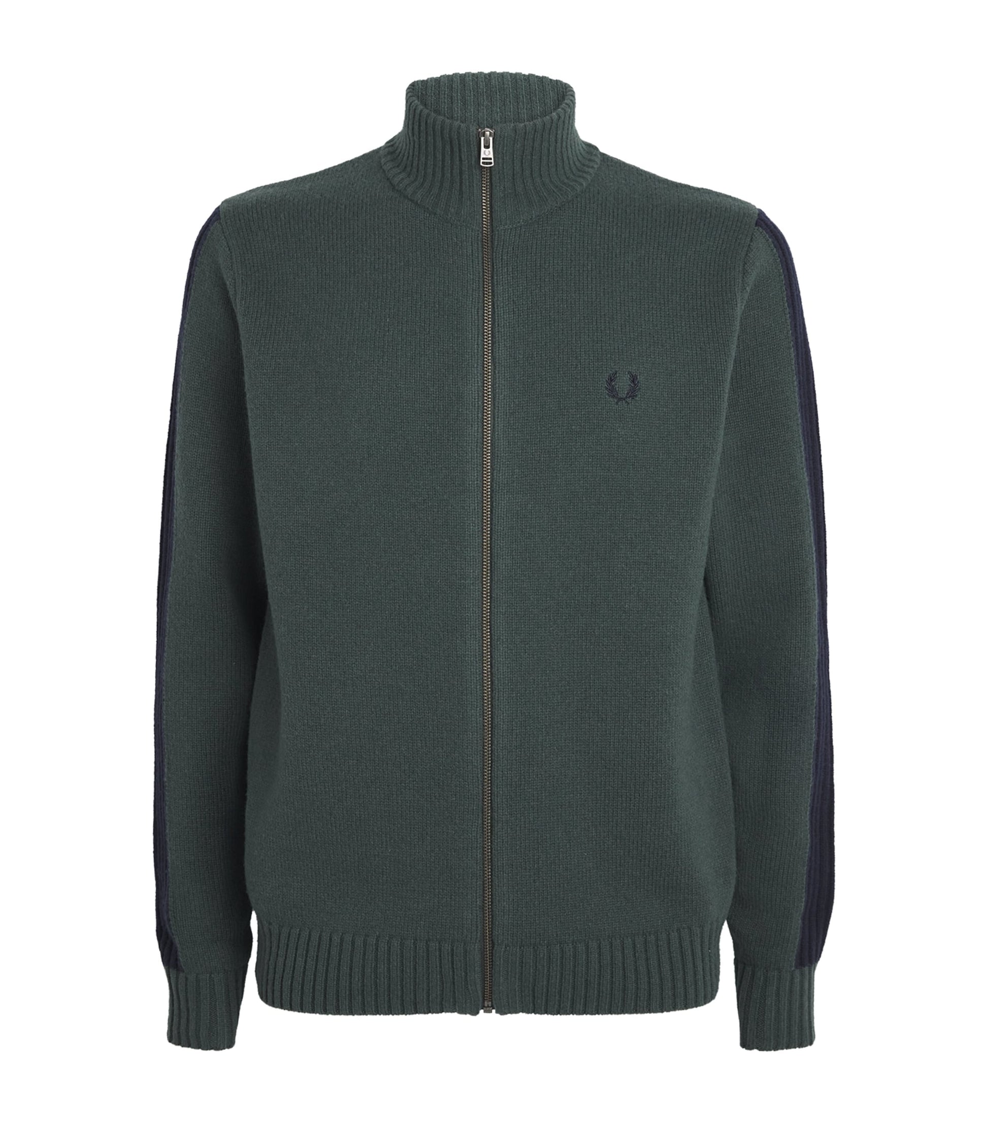 Fred Perry Green Cotton-Wool Zip-Up Cardigan