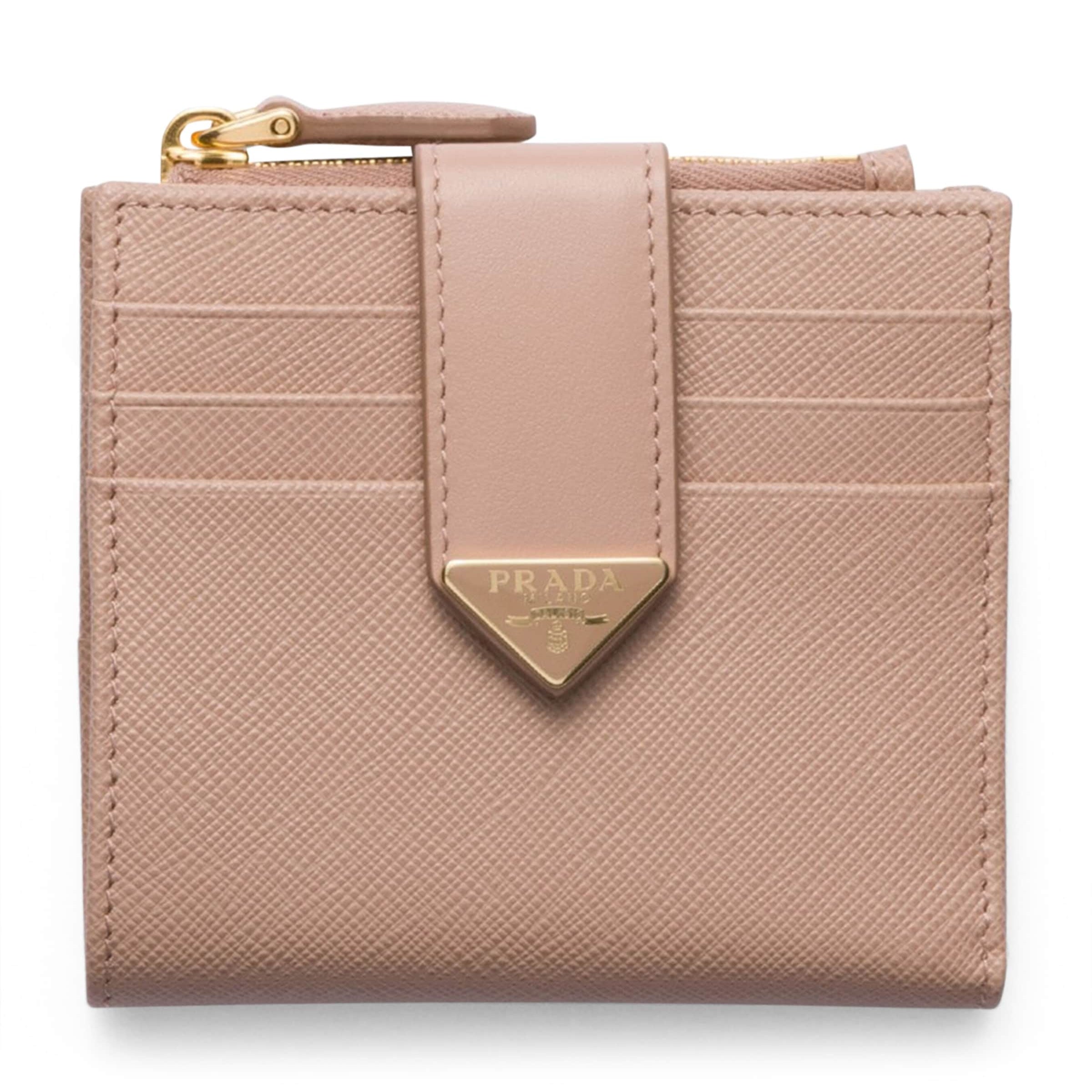 Prada Nude Saffiano Leather Bifold Card Holder