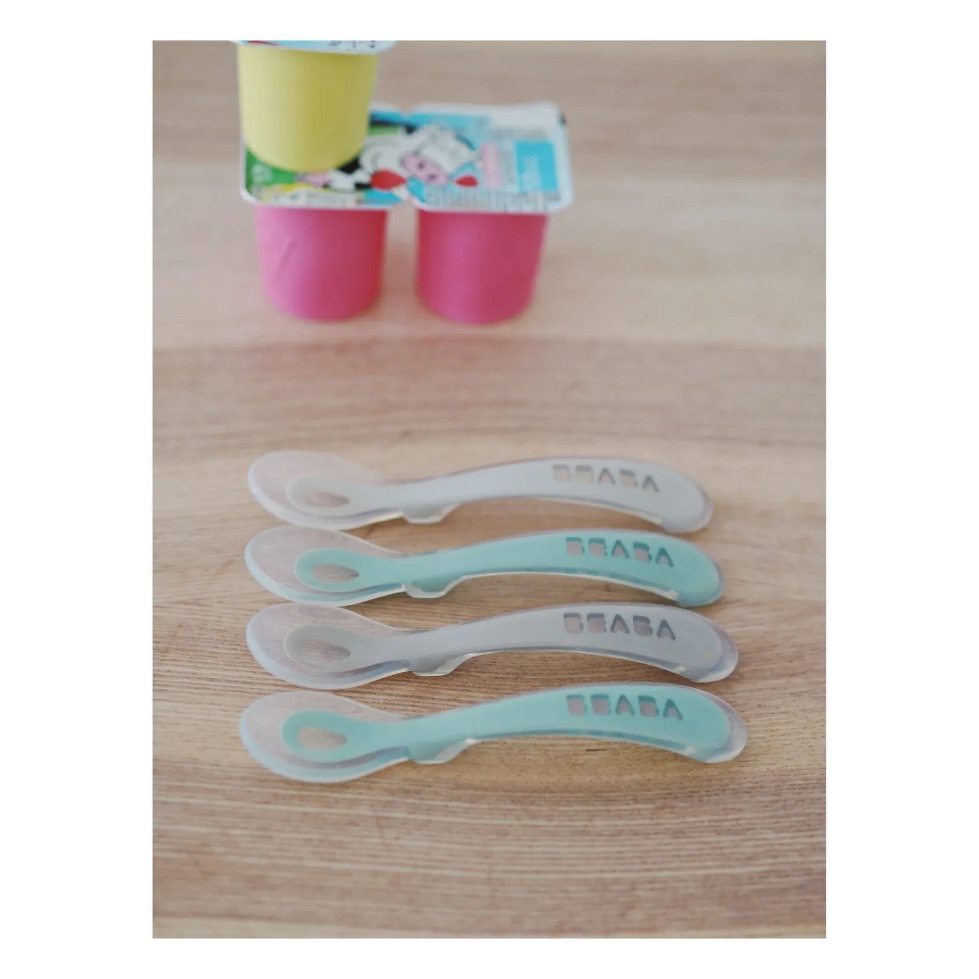 Béaba - 2nd age soft silicone spoons - Set of 4 | Sage