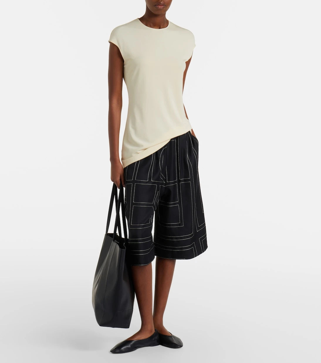 Toteme - Embroidered silk Bermuda shorts