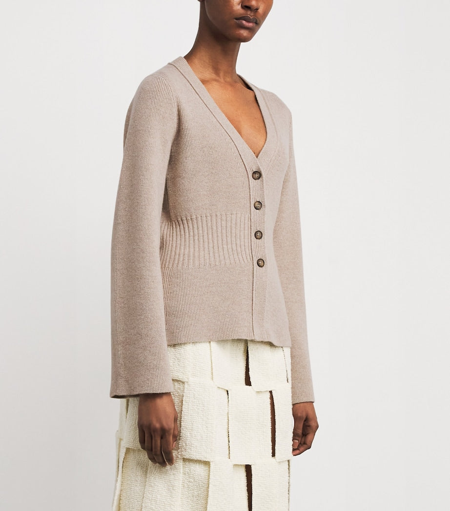 ME+EM Beige Wool-Cashmere Contour Cardigan