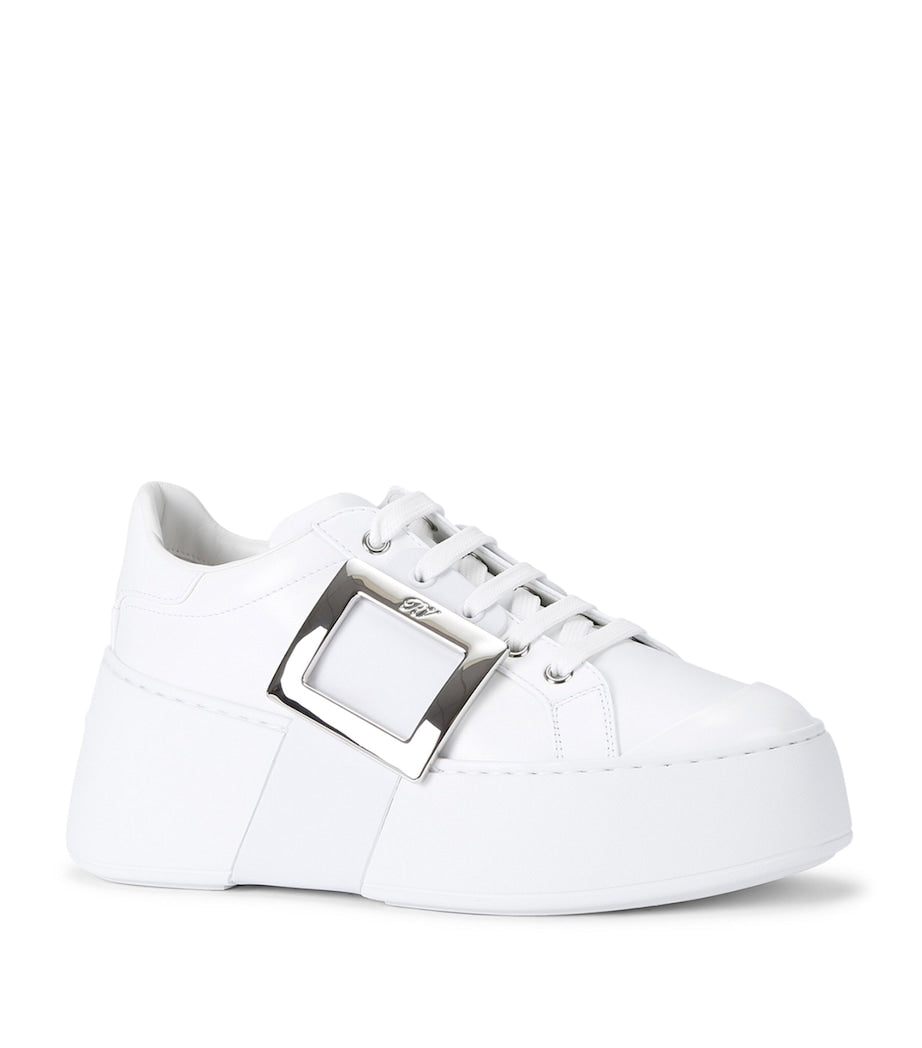 Roger Vivier White Leather Viv Skate Platform Sneakers