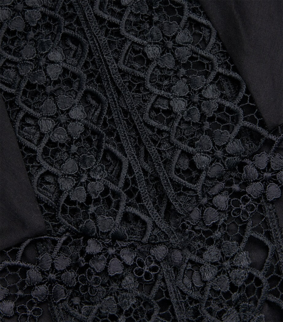 Charo Ruiz Ibiza Green Broderie-Trim Clair Midi Skirt