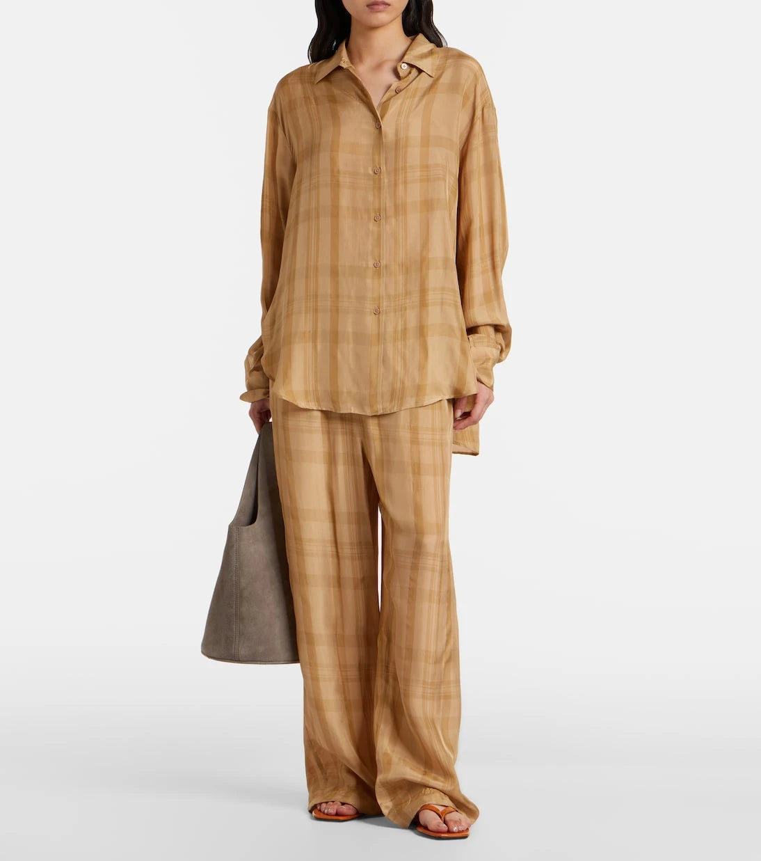 The Frankie Shop - Baxter checked twill wide-leg pants