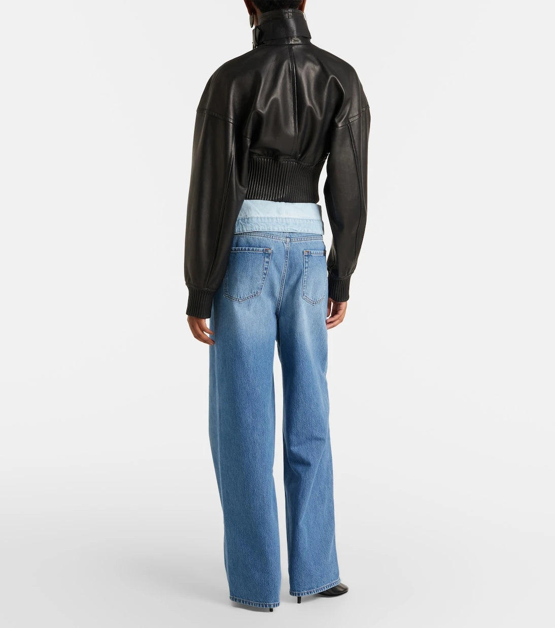 7 For All Mankind - بنطلون جينز واسع الساقين بطبقتين واسع