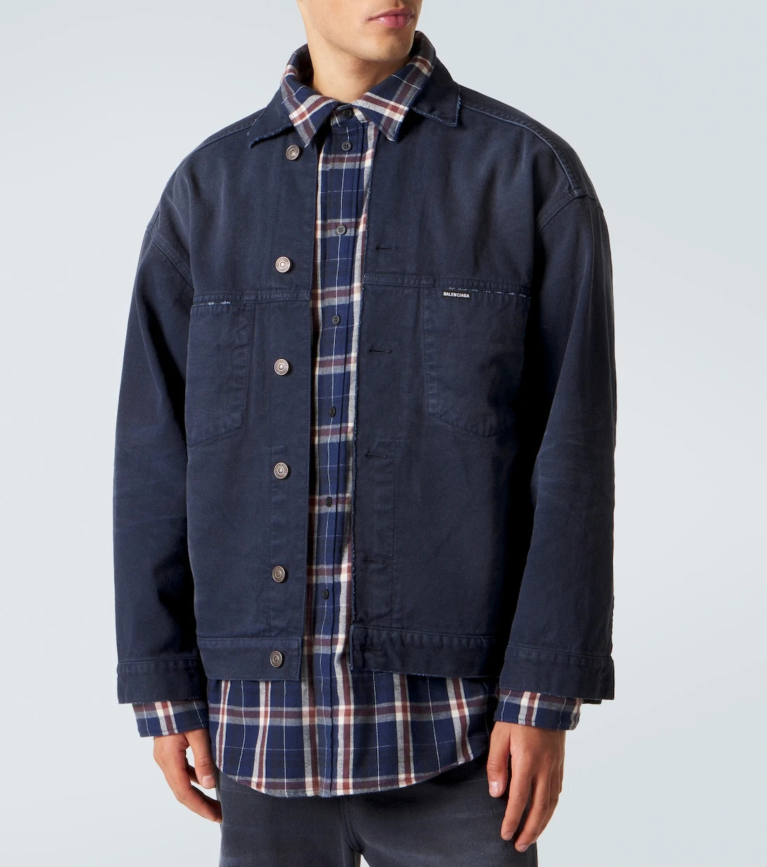 Balenciaga - Checked layered denim jacket