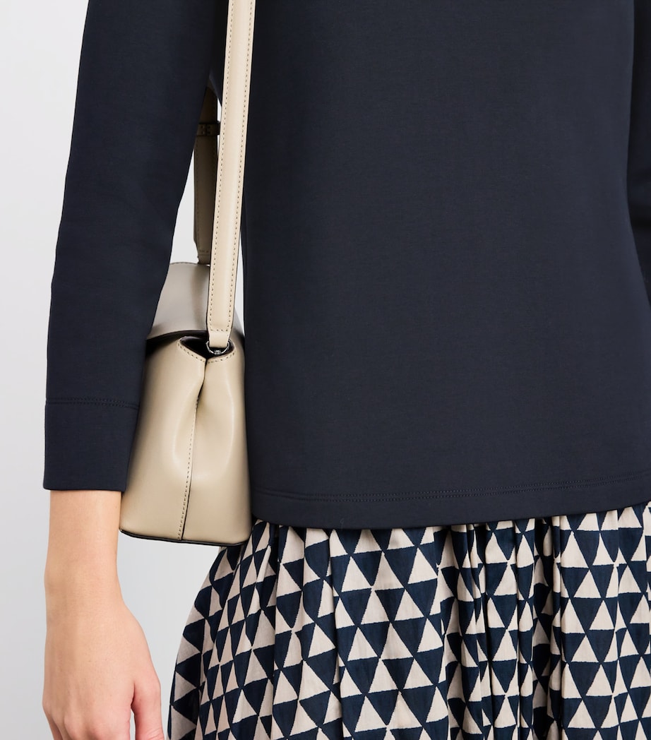 Max Mara Blue Cotton-Blend Long-Sleeve T-Shirt