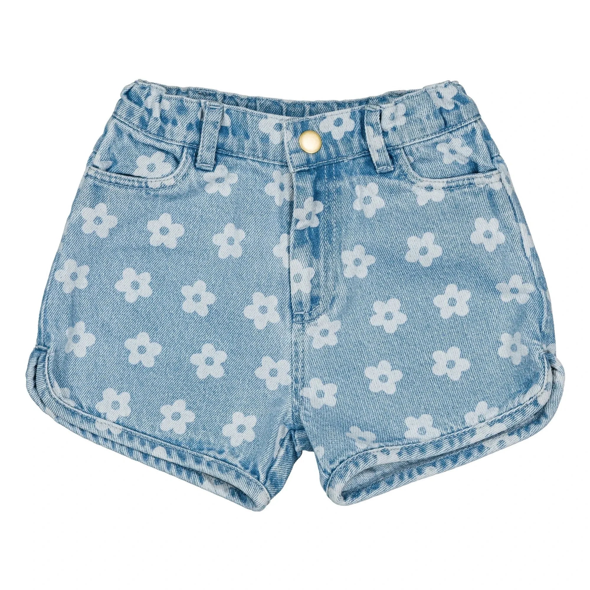 Louis Louise - Andrea Denim Shorts Flowers | Light Blue