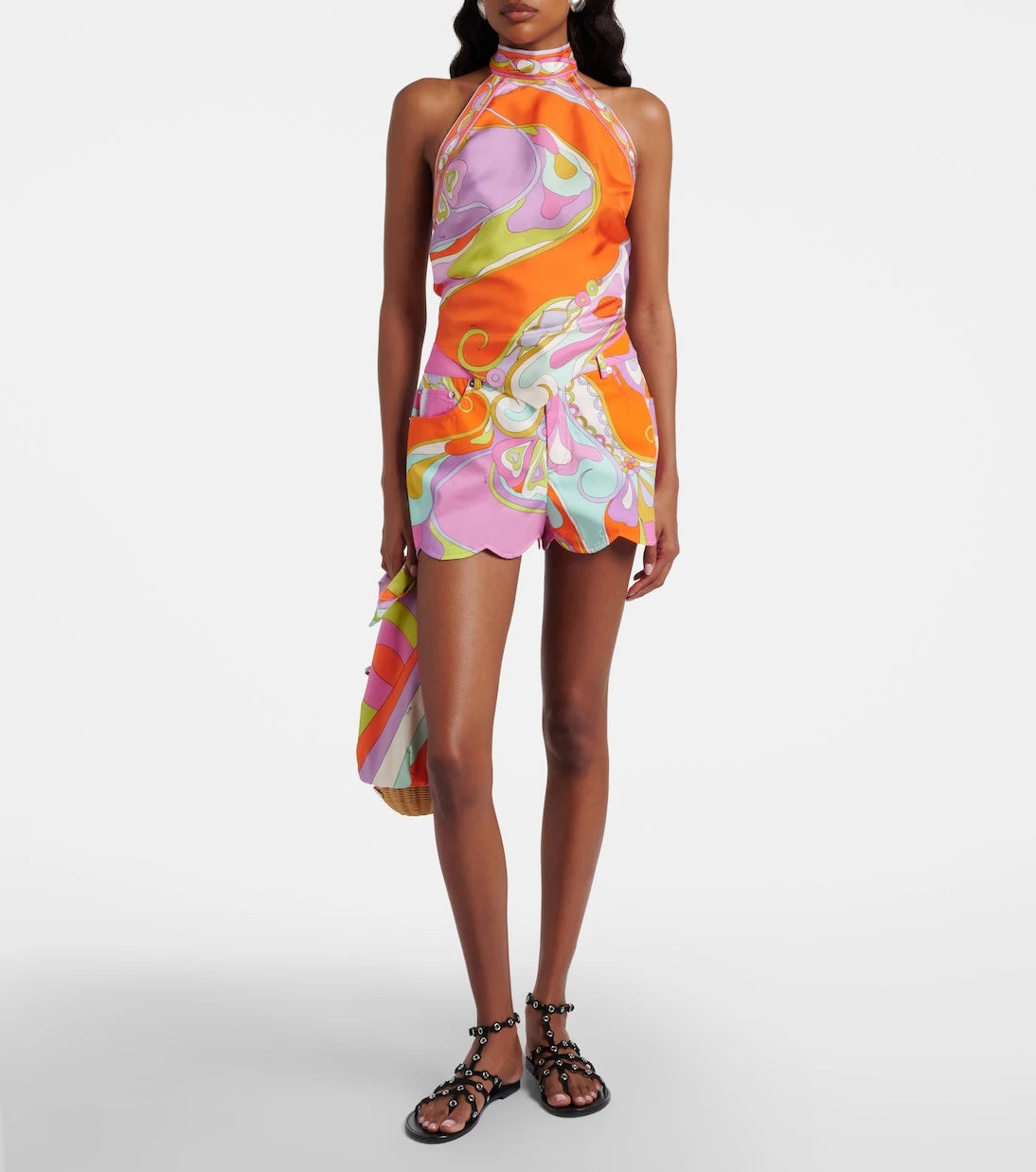 Pucci - Orchidee scalloped cotton shorts
