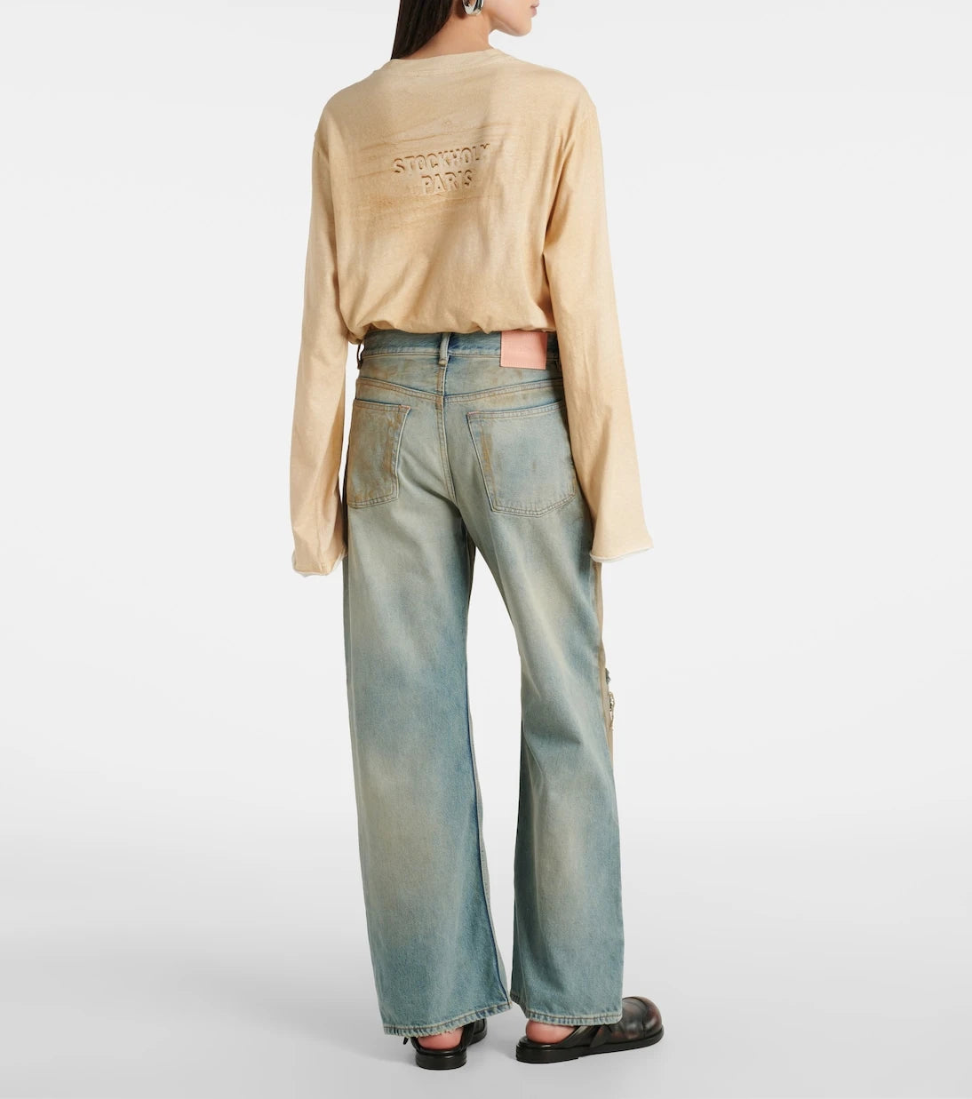 Acne Studios - 2021F distressed mid-rise wide-leg jeans