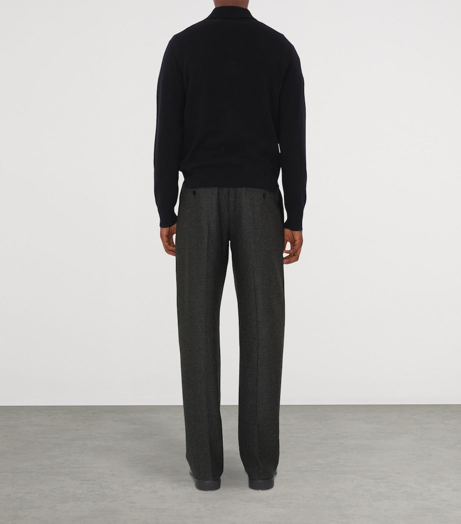 Burberry Black Cashmere EKD Polo Shirt