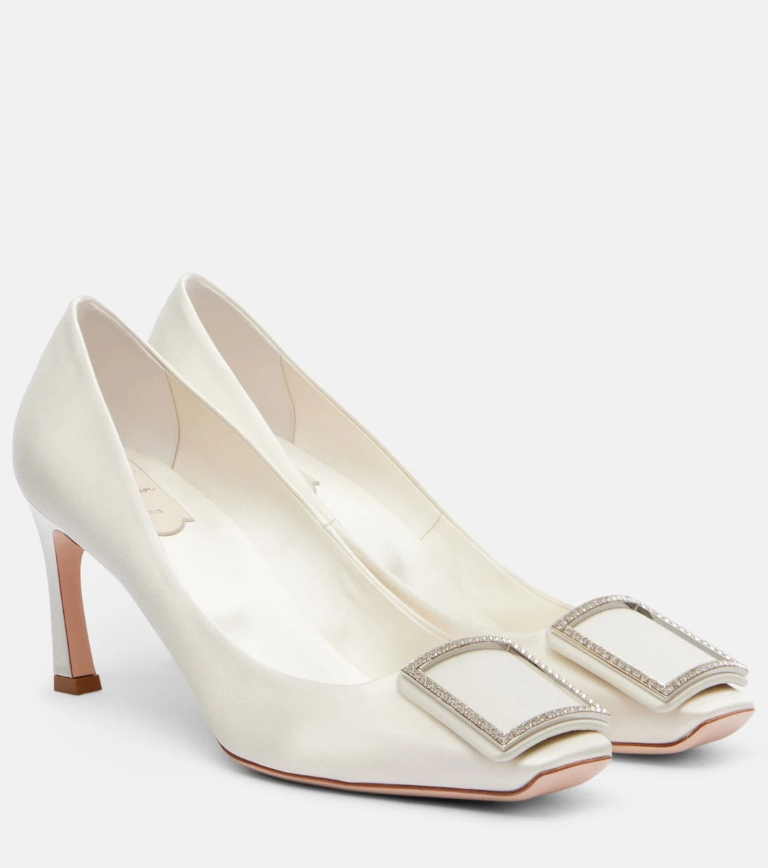 Roger Vivier - Trompette 70 embellished satin pumps