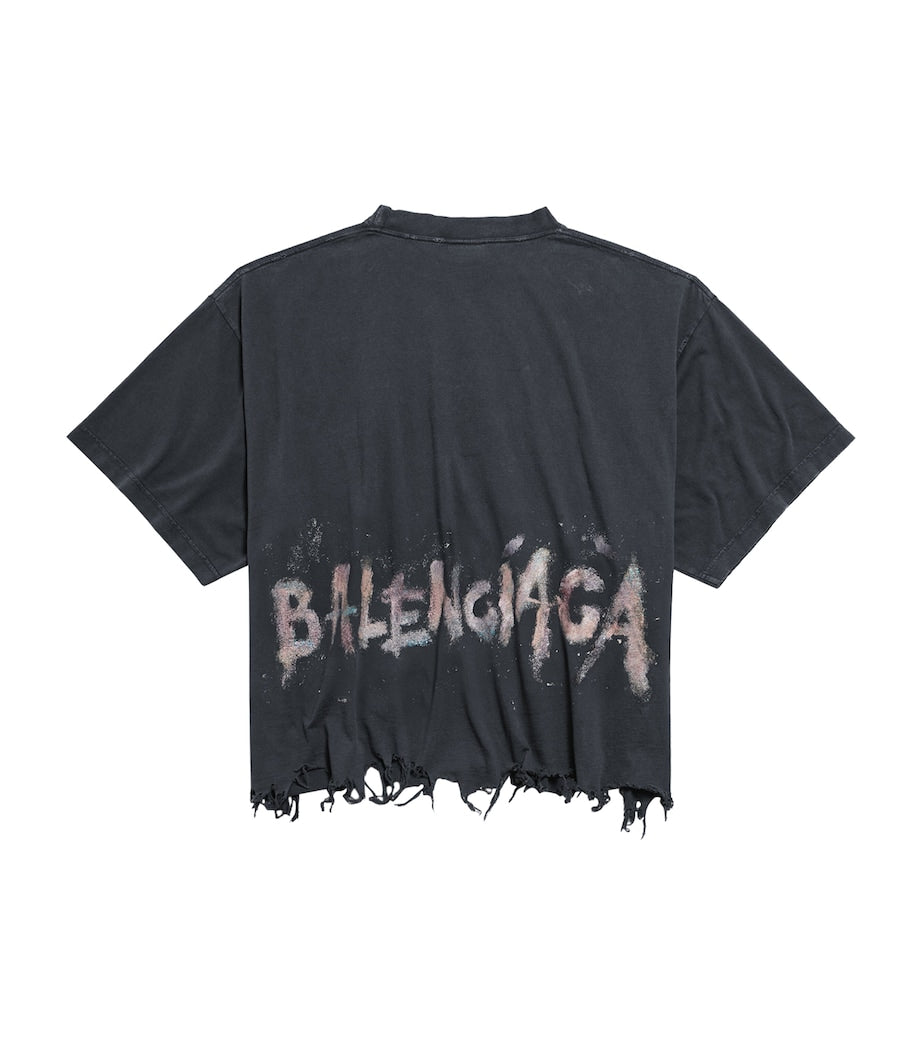 Balenciaga Black Distressed Oversized T-Shirt