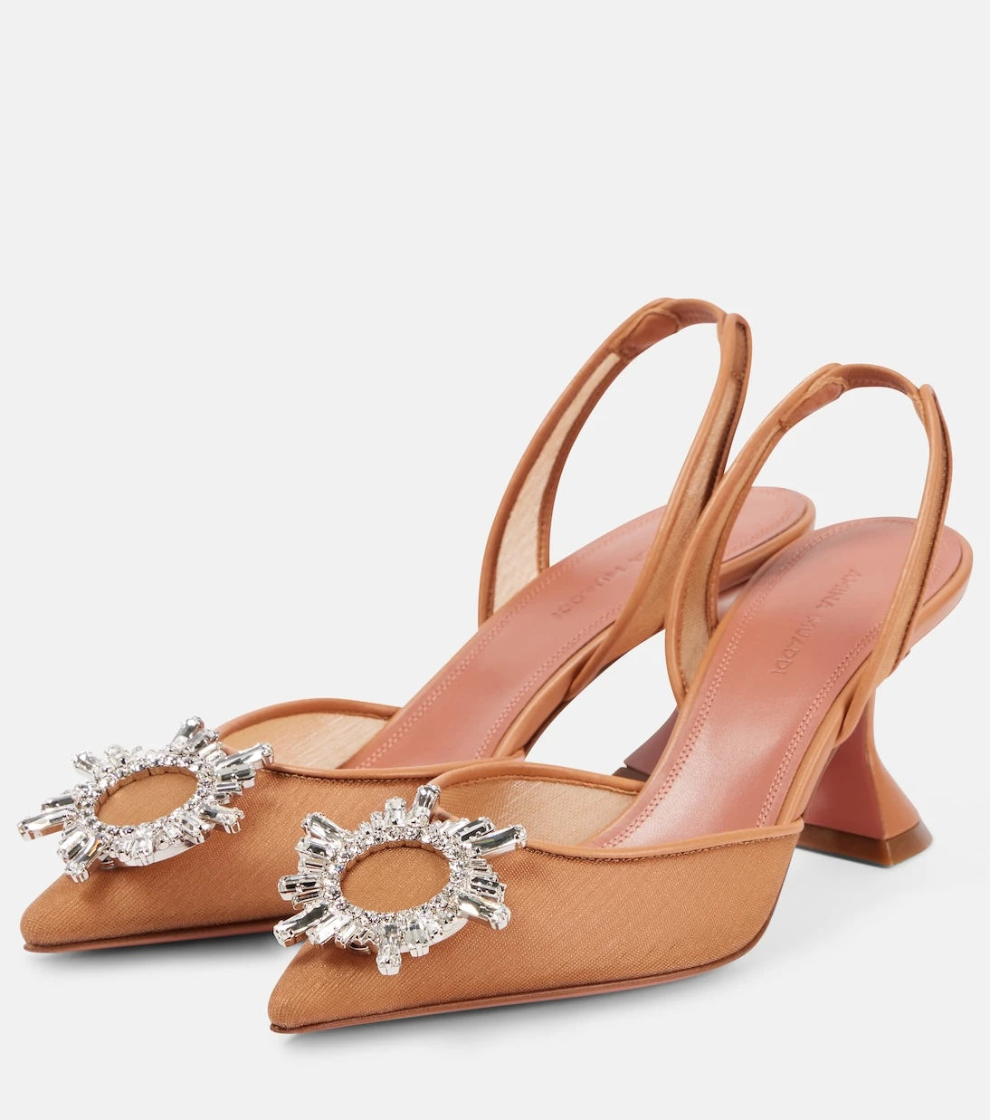 Amina Muaddi - Begum 70 embellished mesh slingback pumps