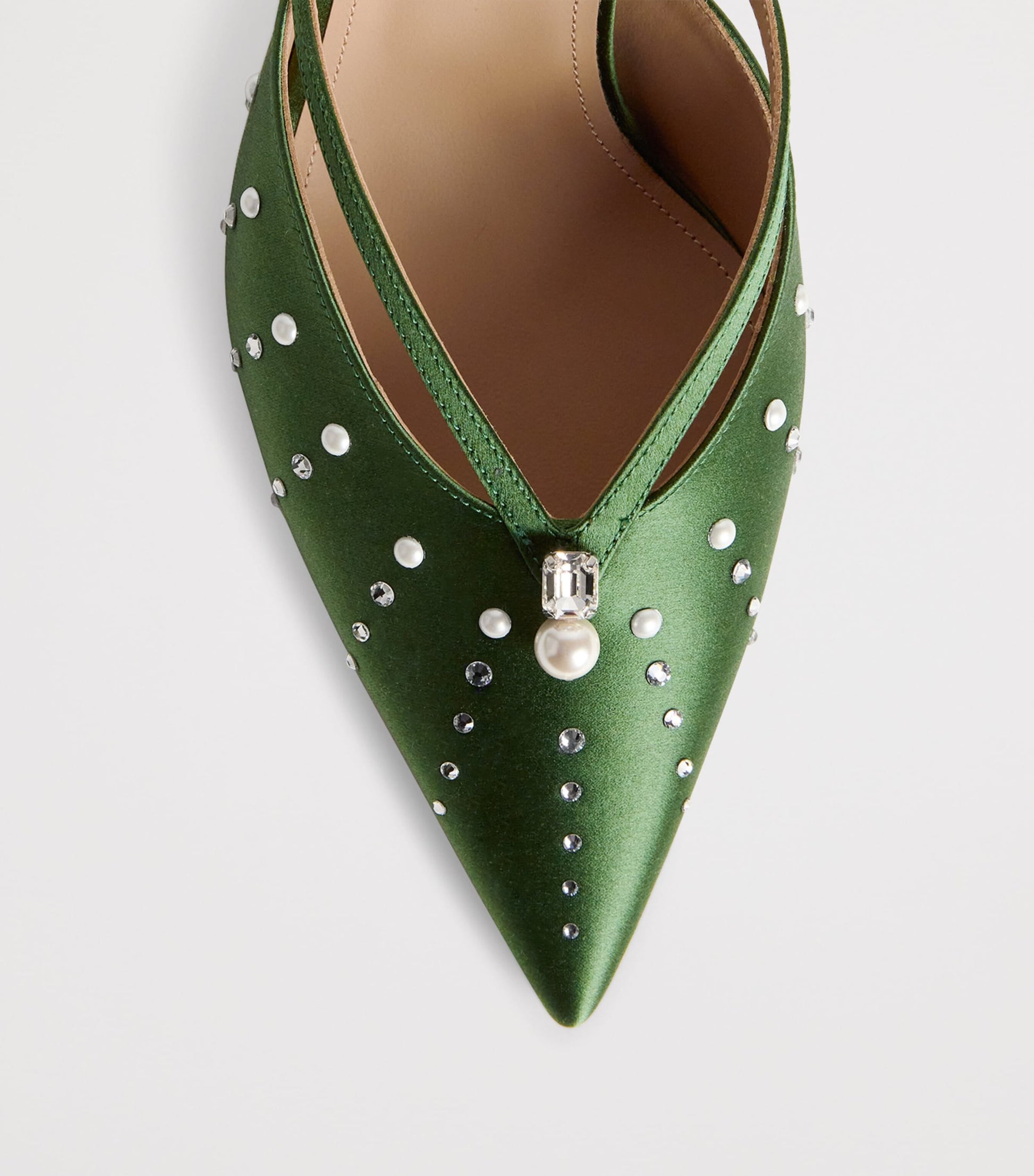 Malone Souliers Green Satin Embellished Marisa Mules