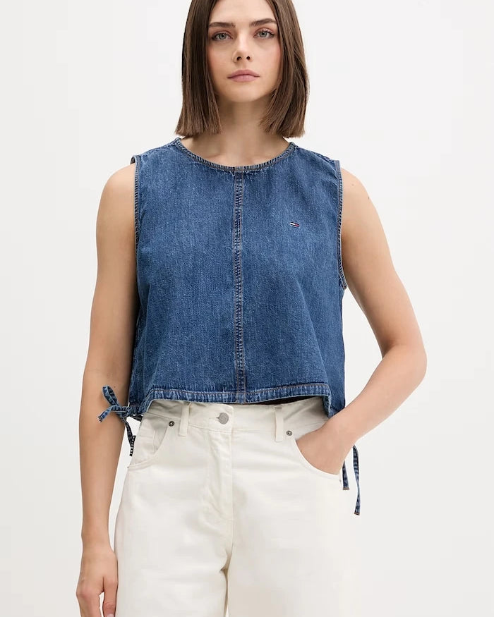 Tommy Jeans kadın denim askılı bluz