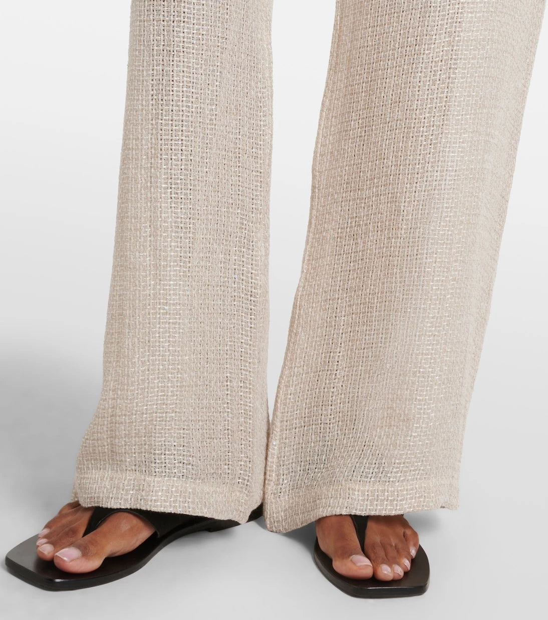 Leset - Stella sequined linen-blend wide-leg pants