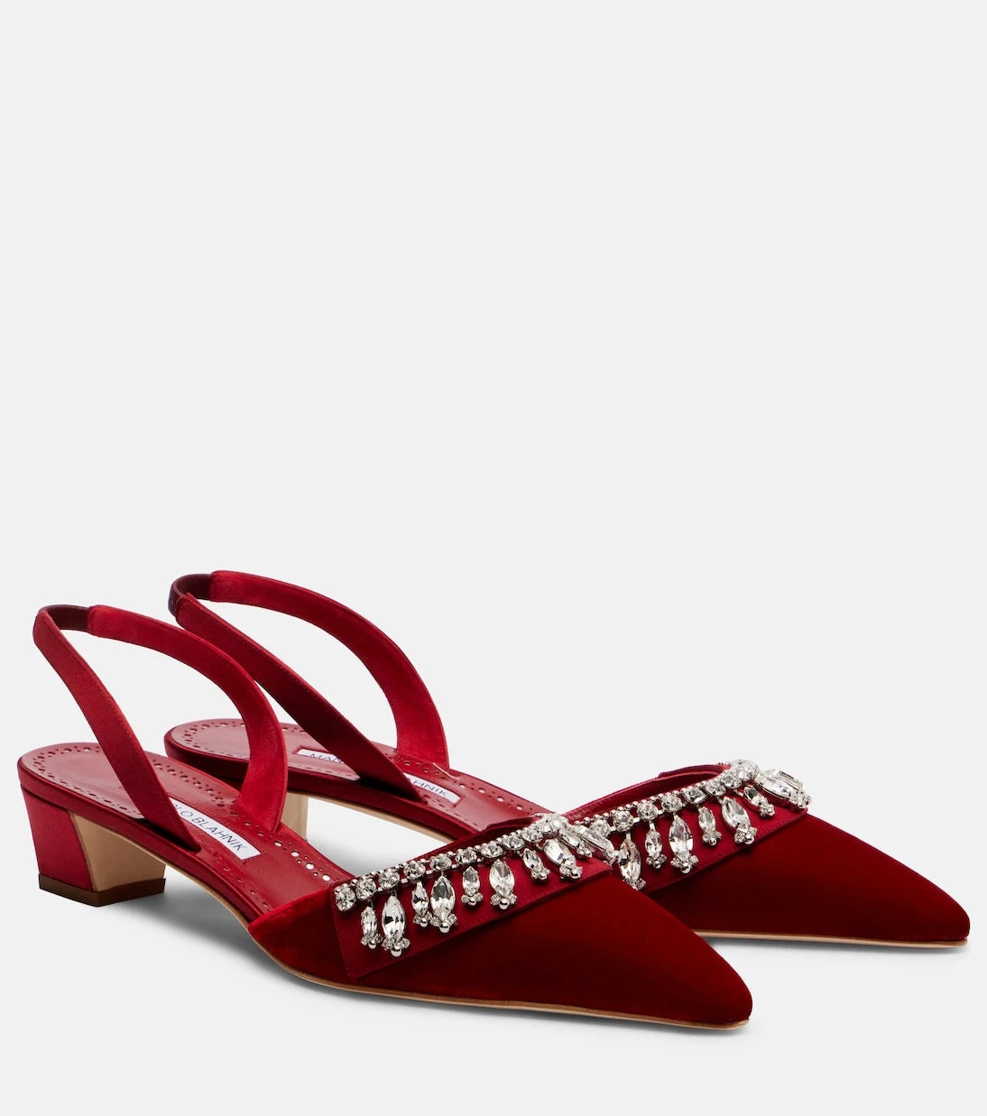 Manolo Blahnik - Bequila 30 embellished velvet slingback pumps