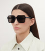 Bottega Veneta Black Rectangular Sunglasses