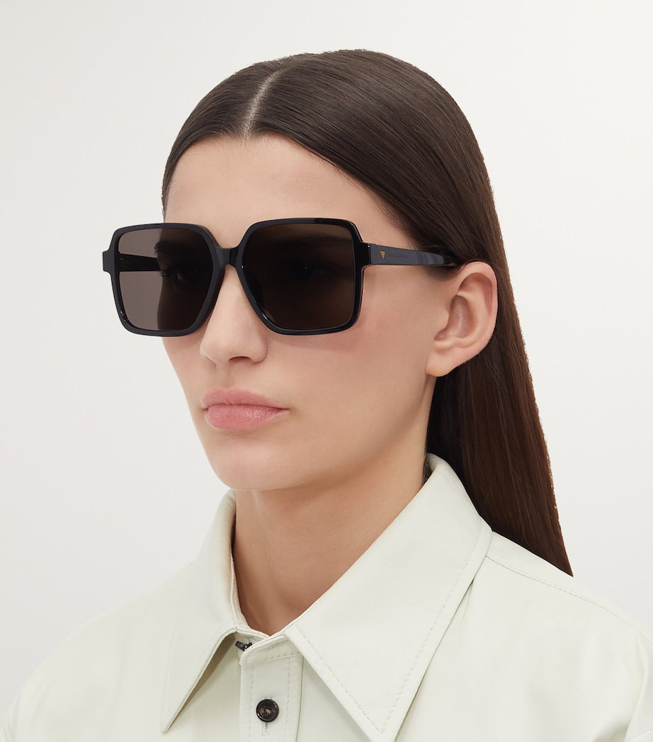 Bottega Veneta Black Rectangular Sunglasses