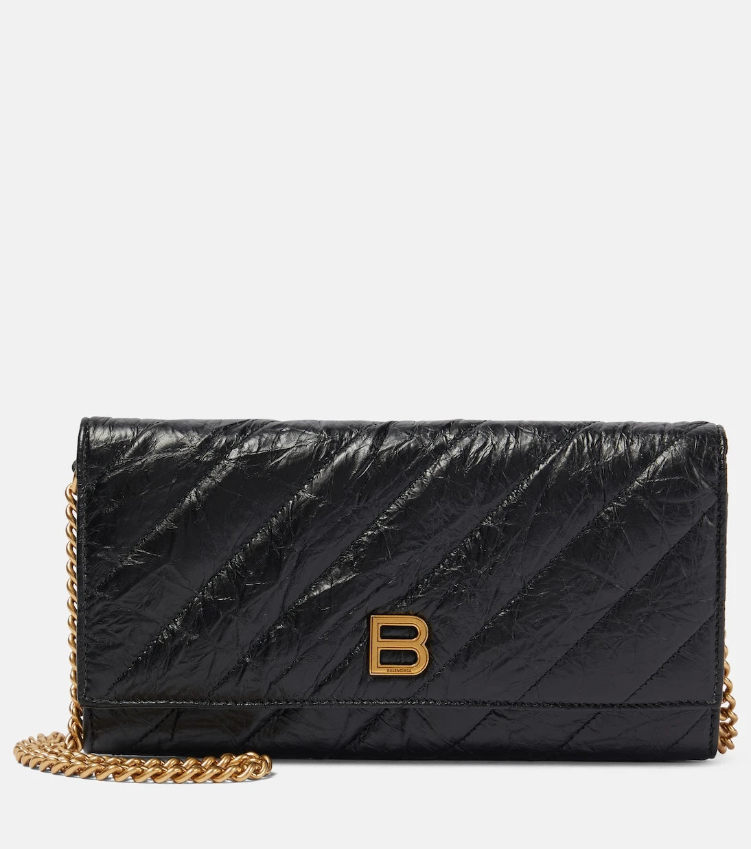 Balenciaga - محفظة Crush جلدية مبطّنة بسلسلة