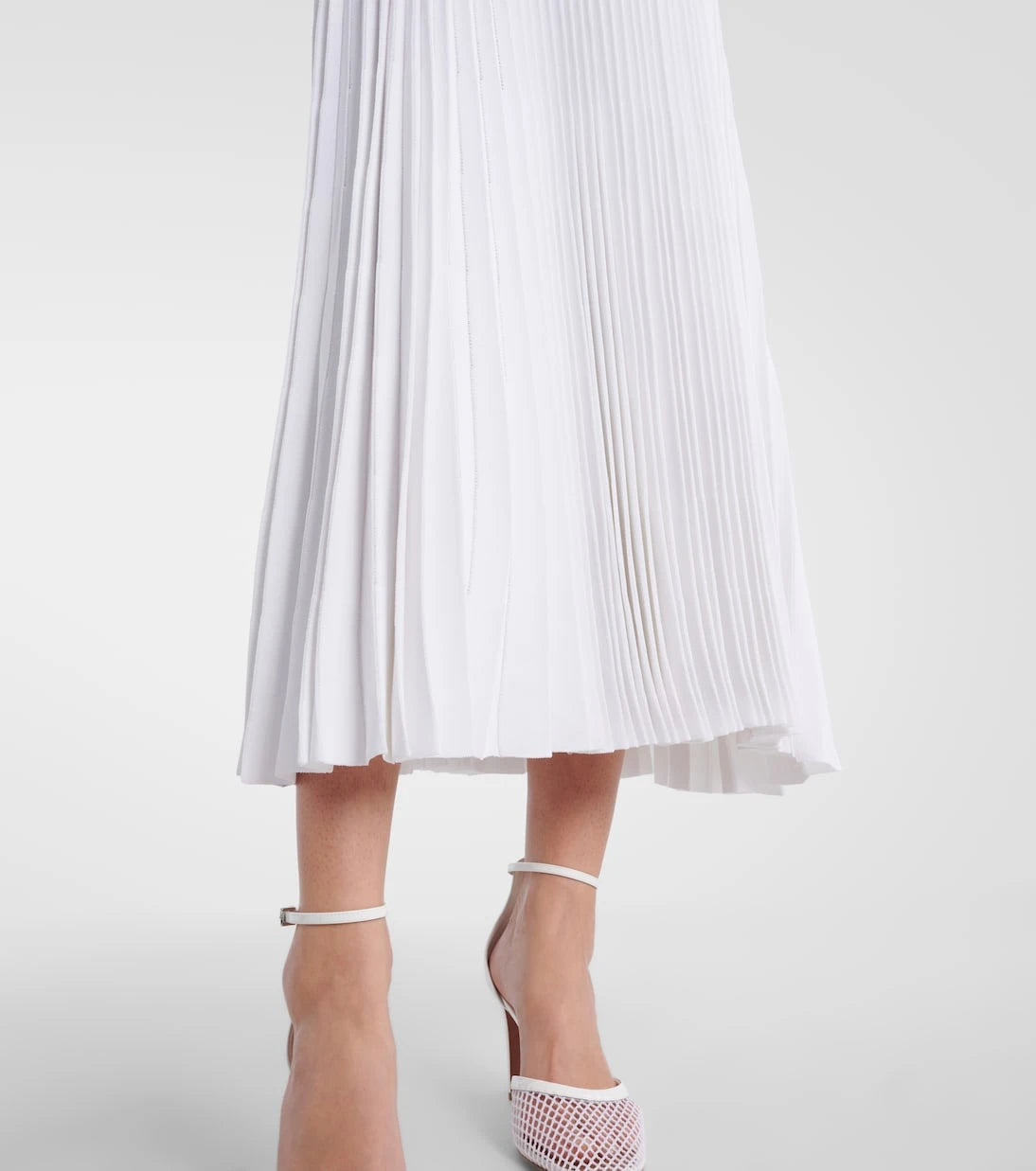 Alaïa - Pleated ribbed-knit midi dress