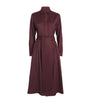 Burgundy Cashmere Belted Midi Shirt Dress