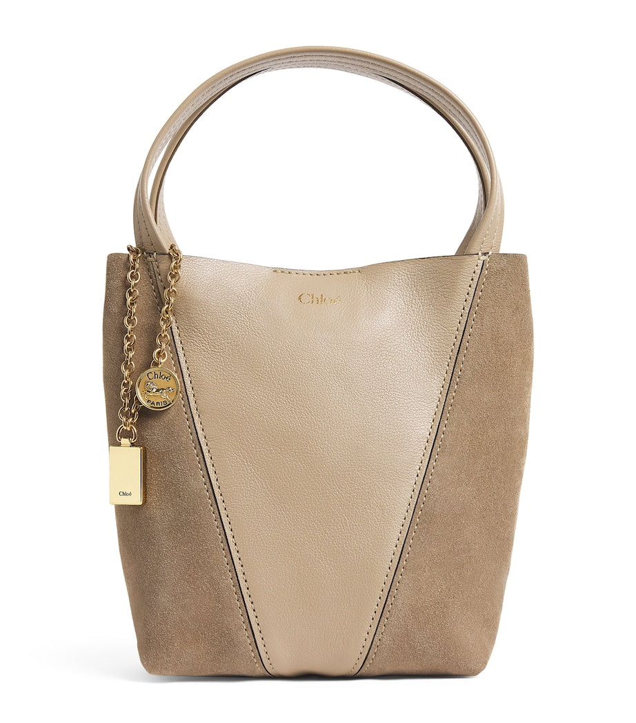 Chloé Small Leather-Suede Spin Tote Bag