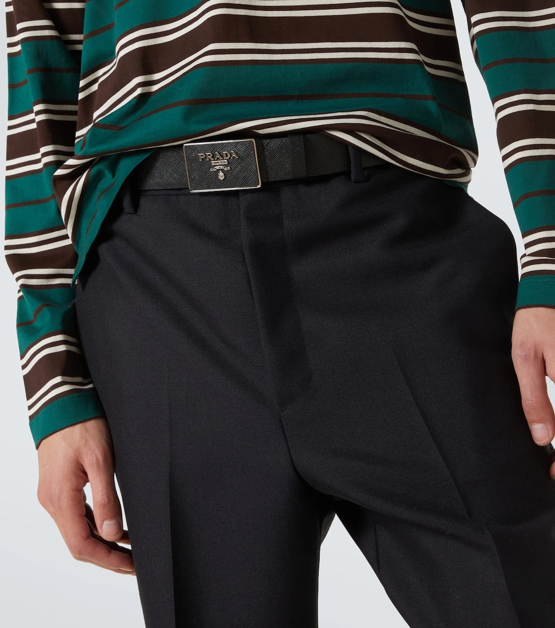 Prada - Saffiano leather logo belt