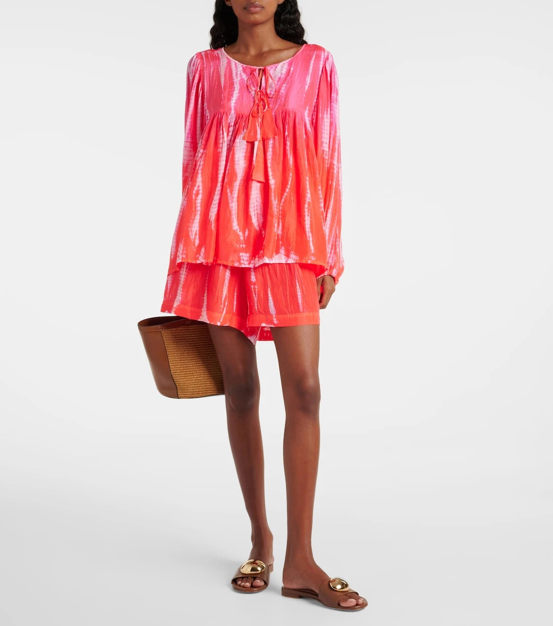 Anna Kosturova - Printed tasseled silk top