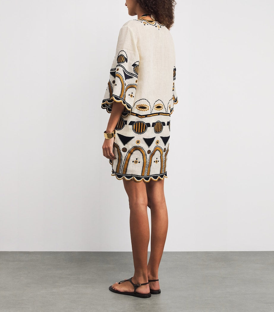 Eres Nude Linen Medallion Kaftan