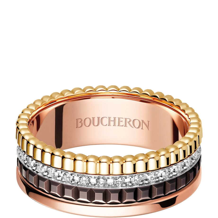 Small Mixed Gold and Diamond Quatre Classique Ring