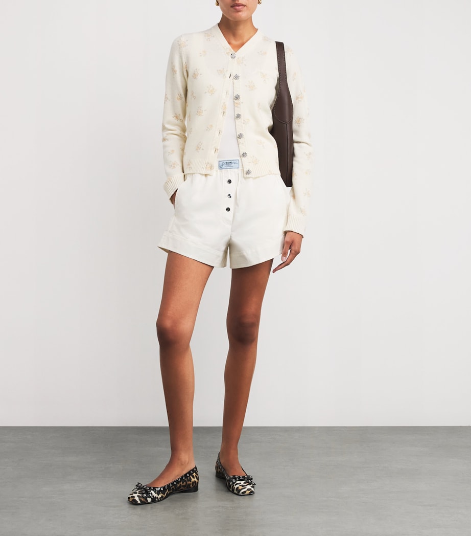 GANNI White Organic Cotton Elasticated Shorts