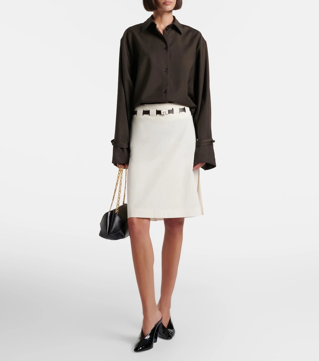 Ferragamo - Belted cotton and silk miniskirt